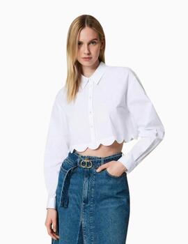 Camisa TWINSET cropped de popelina festoneada