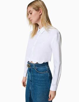 Camisa TWINSET cropped de popelina festoneada