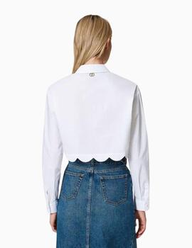 Camisa TWINSET cropped de popelina festoneada