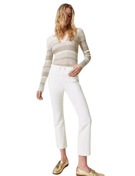 Pantalón TWINSET mujer acampanado con hebilla Oval T