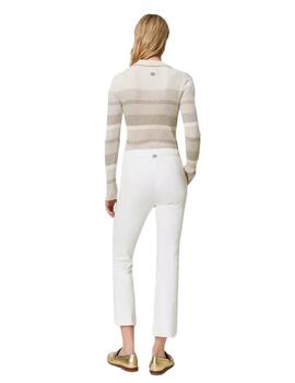 Pantalón TWINSET mujer acampanado con hebilla Oval T