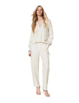 Pantalón  TWINSET cargo de sarga de lino