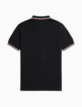 Polo FRED PERRY hombre con ribete con dos franjas.