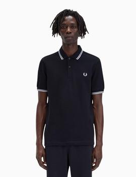 Polo FRED PERRY hombre con ribete con dos franjas.