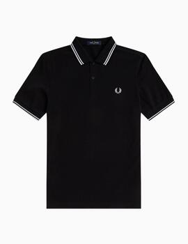 Polo FRED PERRY hombre con ribete con dos franjas.