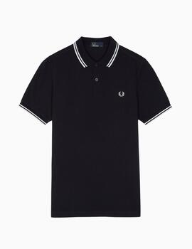 Polo FRED PERRY hombre con ribete con dos franjas.