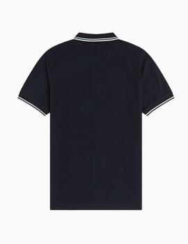 Polo FRED PERRY hombre con ribete con dos franjas.