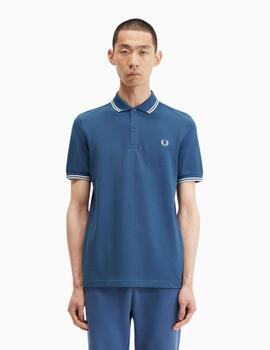 Polo FRED PERRY hombre con ribete con dos franjas.