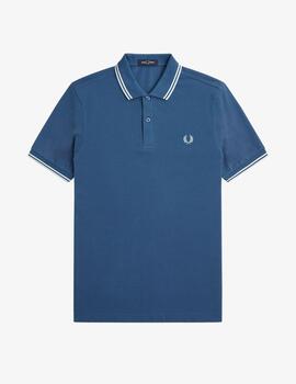 Polo FRED PERRY hombre con ribete con dos franjas.