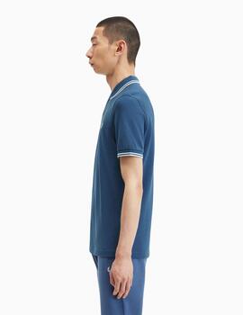Polo FRED PERRY hombre con ribete con dos franjas.