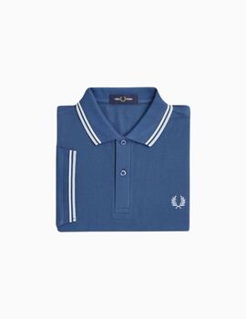 Polo FRED PERRY hombre con ribete con dos franjas.